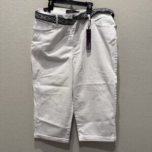 New Gloria Vanderbilt Amanda Women’s White Slimming Effect Capri Denim Jeans 16